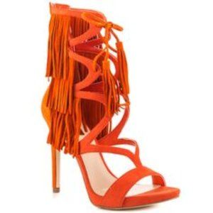 Guess Abria Fringe Embellished Stiletto Heel Sanda